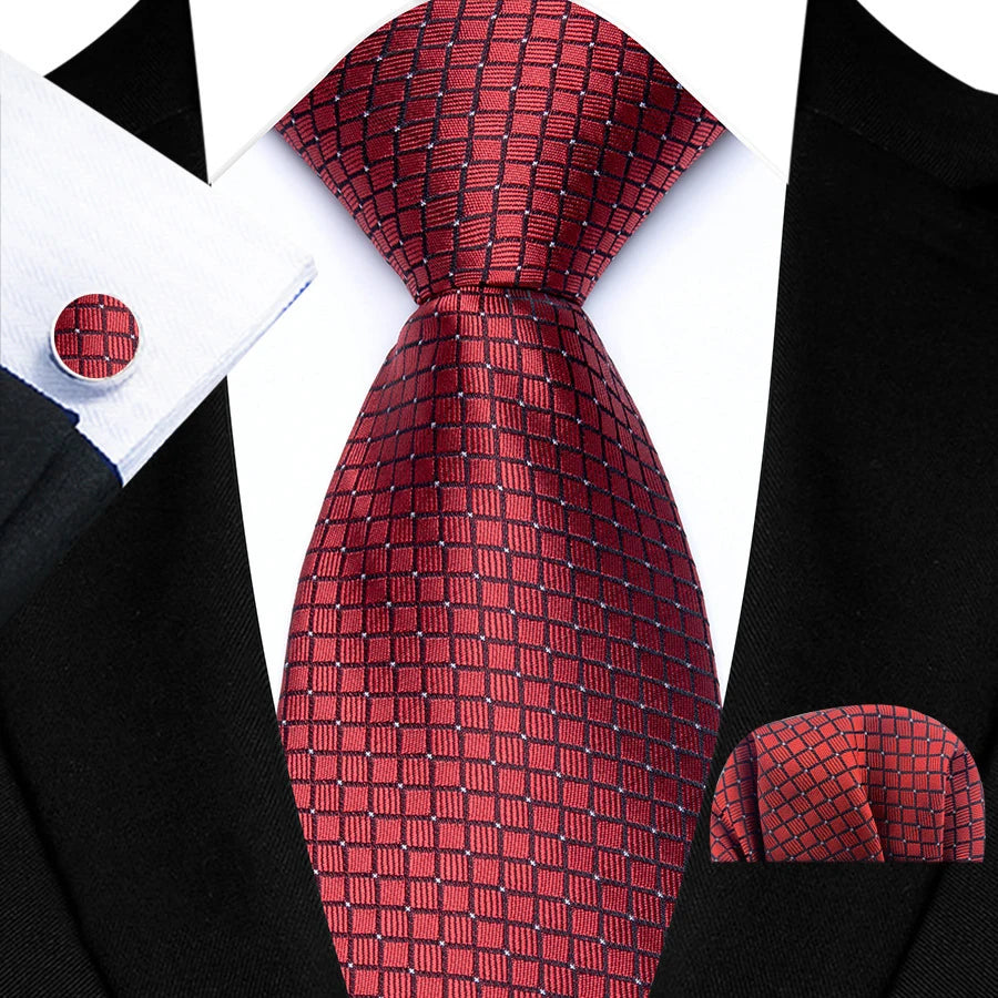 Mens Tie Pink Blue Red Polka Dot Wedding Necktie For Men Designer Hanky Cufflink Tie Set Business Party Daily Wear Accessories