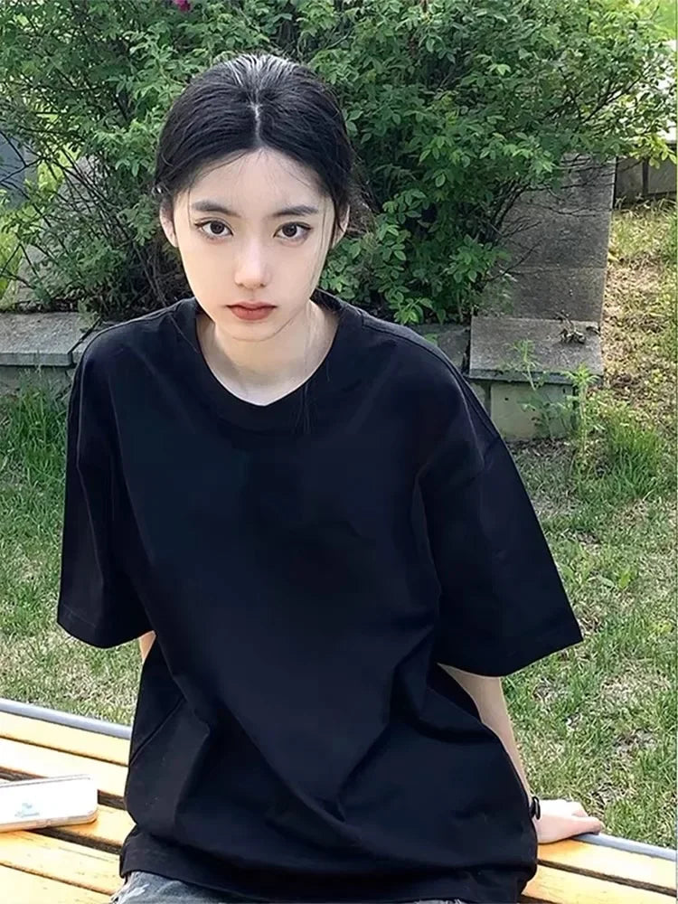Heavyweight Pure Cotton Short Sleeve T-Shirt Tianqing Color Summer Loose Fit Unisex Basic Sle Comfortable Breathable Casual...