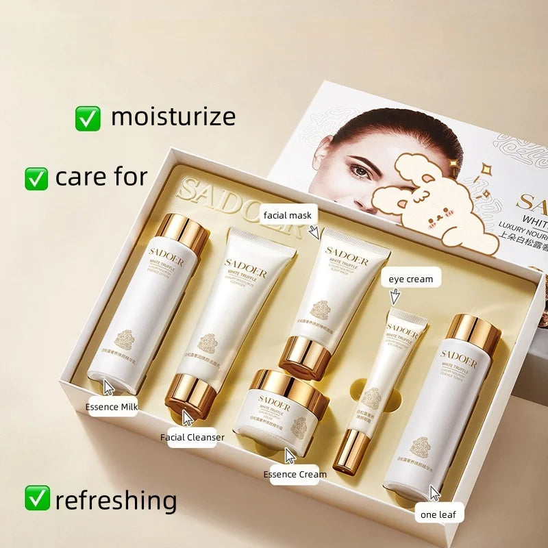 White Truffle Skin Care Six-Piece Set, Rich in Centella Asiatica Extract, Niacinamide and Other Skin-Beneficial Ingredients, Paired with Various Beautifying and Moisturizing Ingredients to Replenish the Skin's Moisture, Leavi