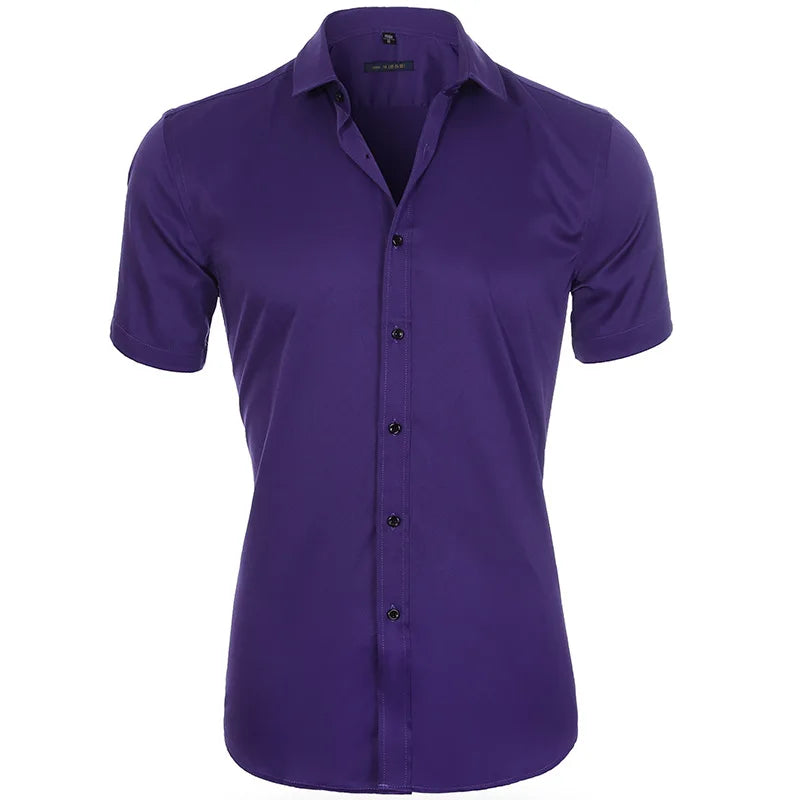 Men's Long Sleeve Dress Shirt Slim Fit Non-Iron Black Business Shirt