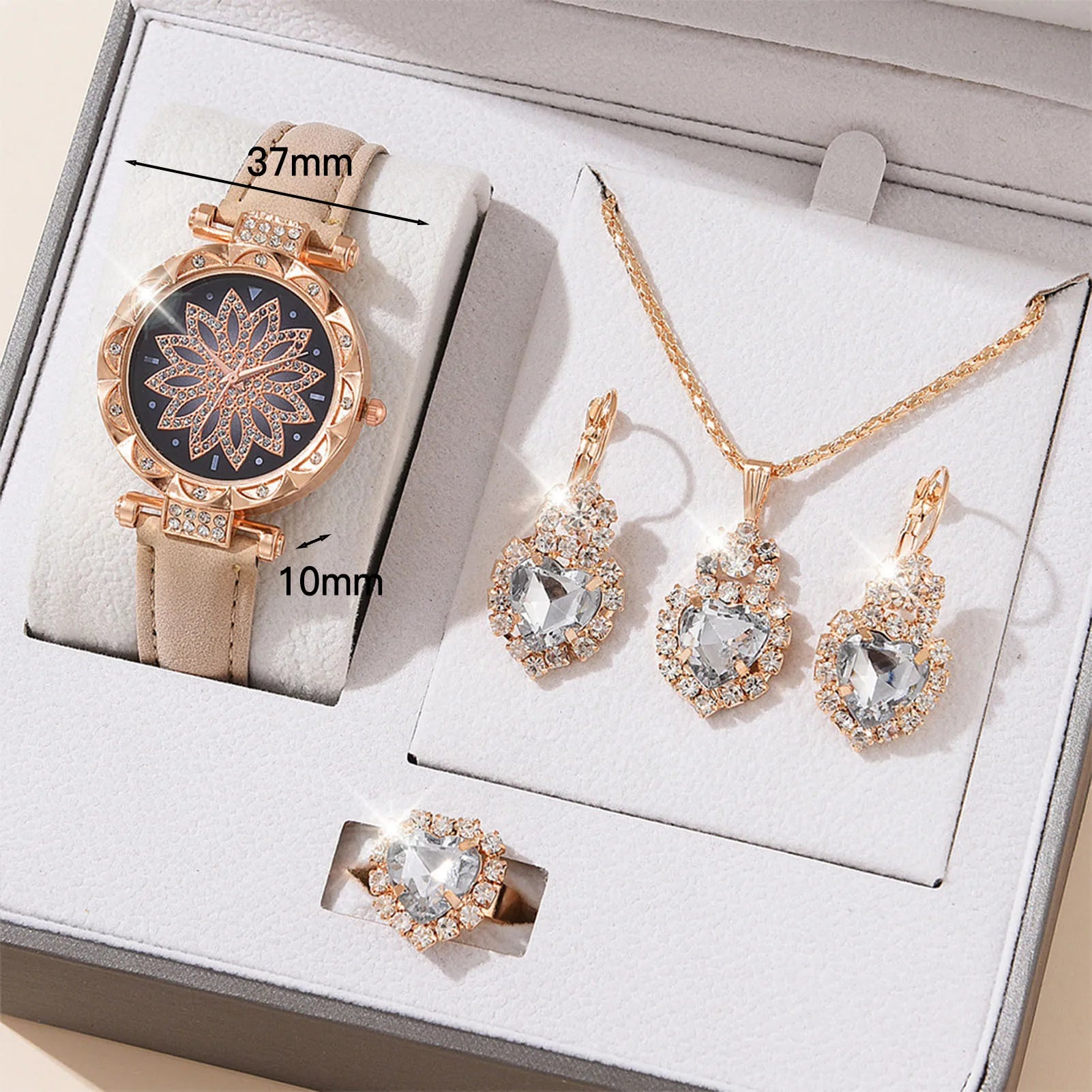 Watches Sets Gifts For Women'S Crystal Bling Wristwatch Jewelry Kit For Mom Wife Girlfriend