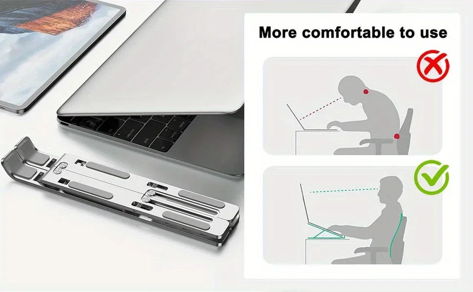 6‑Level Adjustable Laptop Stand - Foldable & Portable Design for 8‑14" Laptops & Tablets, Enhanced Ventilation & Heat Management