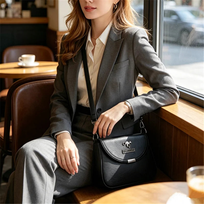 Retro Small Square Crossbody Purse Soft PU Leather Adjustable Strap Daily Work Travel Flip Cover Handbag Shoulder Bag for Women