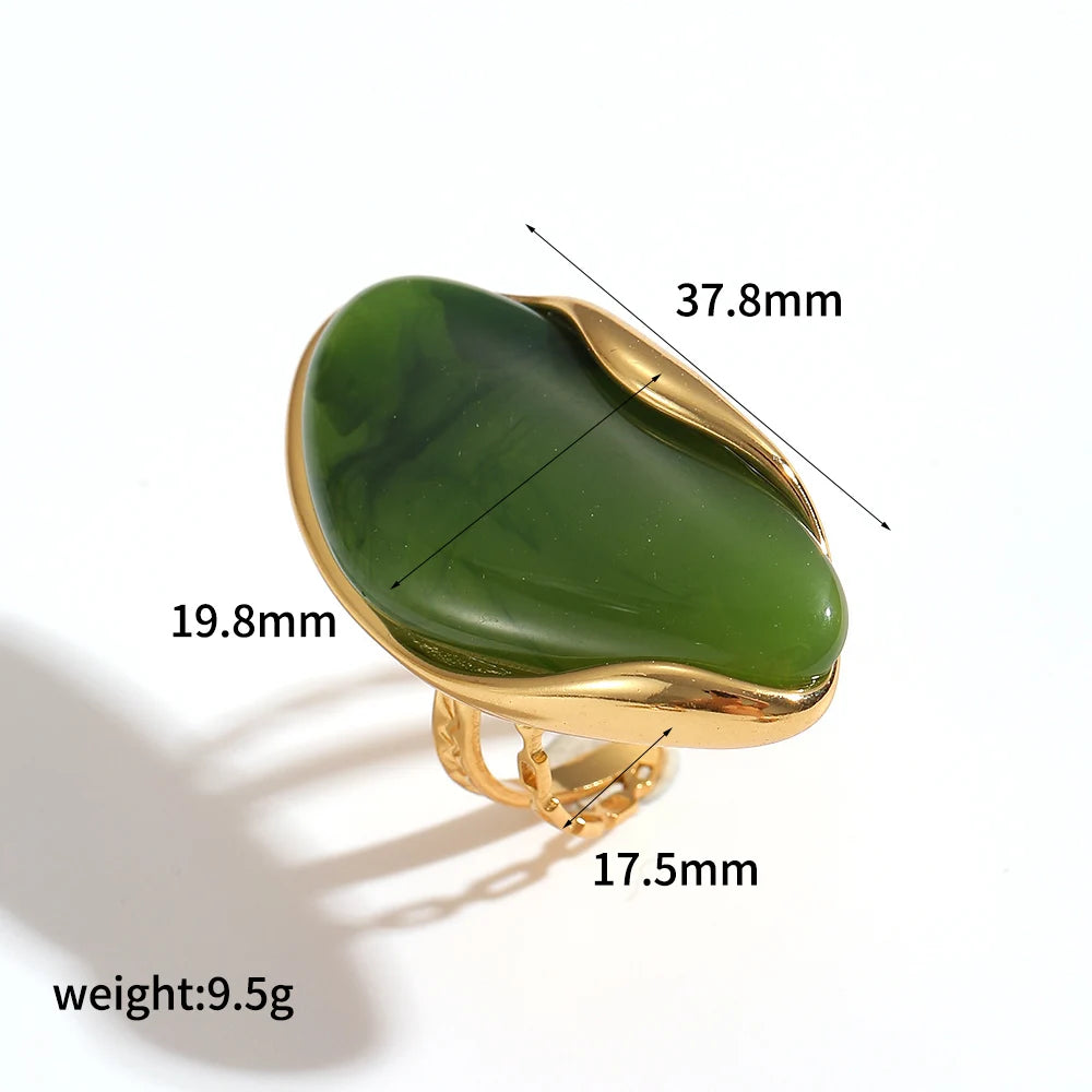 Tdjewelry Stainless Steel Color Resin Geometric Shape Rings 18K Gold Plated Fashion Daily Jewelry Ring For Women'S