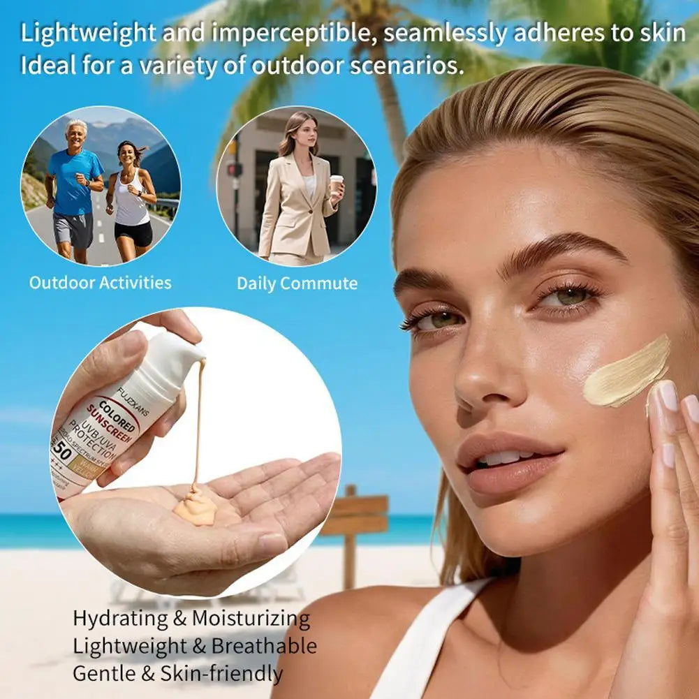 Colored Sunscreen UVB/UVA Protection Broad Spectrum SPF 50 Hydrating Lightweight Breathable Gentle Skin-Friendly Isolation Cream
