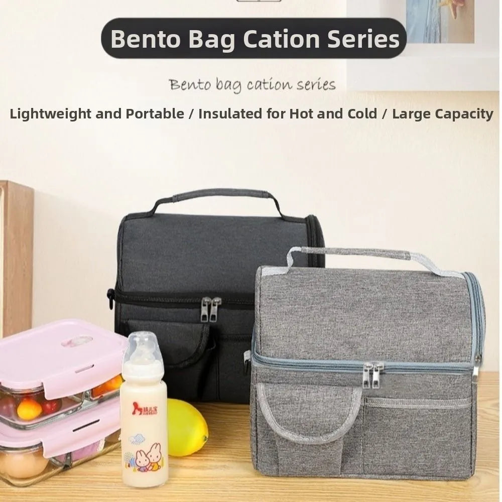 Portable Thermal Lunch Bag Waterproof Double Thickened Cooler Pack Aluminum Foil Large Capacity Insulated Food Storage Office