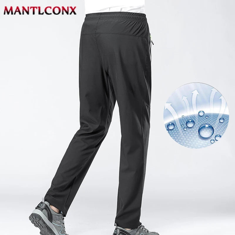 Thin Summer Stretch Pants with Zipper Pockets Quick Dry Hiking Camping Trousers Men Gym Fitness Jogging Running Sports Pants Men