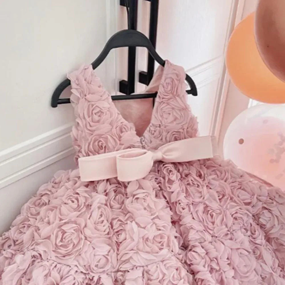 HETISO Flower Baby Dresses Sleeveless Elegant Children Holiday Party Prom Ball Gown Tutu Girl's Ceremonial Dress 1-8 Years