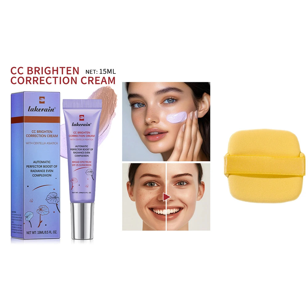 Color Changing CC Cream Foundation With Centella Korean High Coverage For Face Base Makeup For All Skin Types 3Pcs