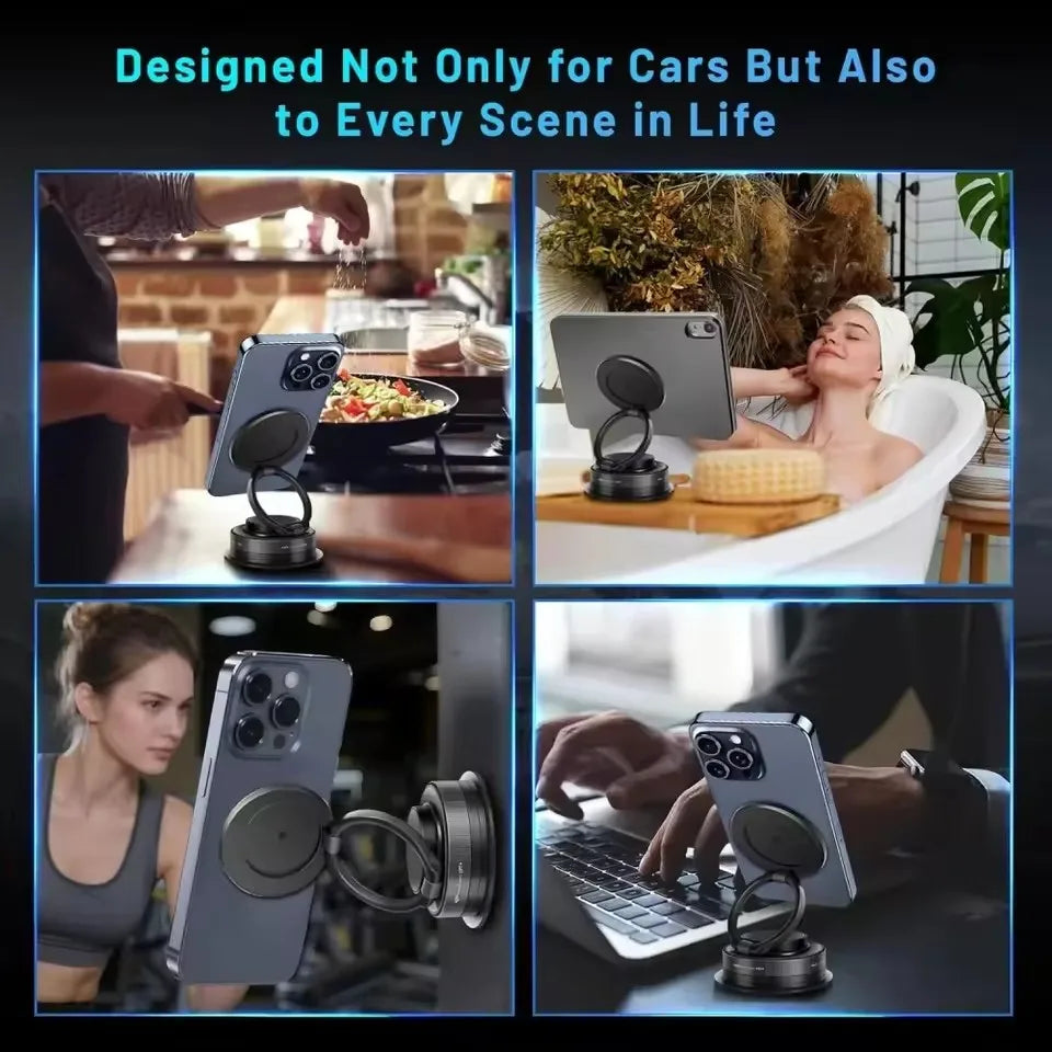 2026 New Vacuum Magnetic Phone Holder for Car - Suction Cup Phone Mount for MagSafe, 360° Rotatable Portable Strong Magnet Stand