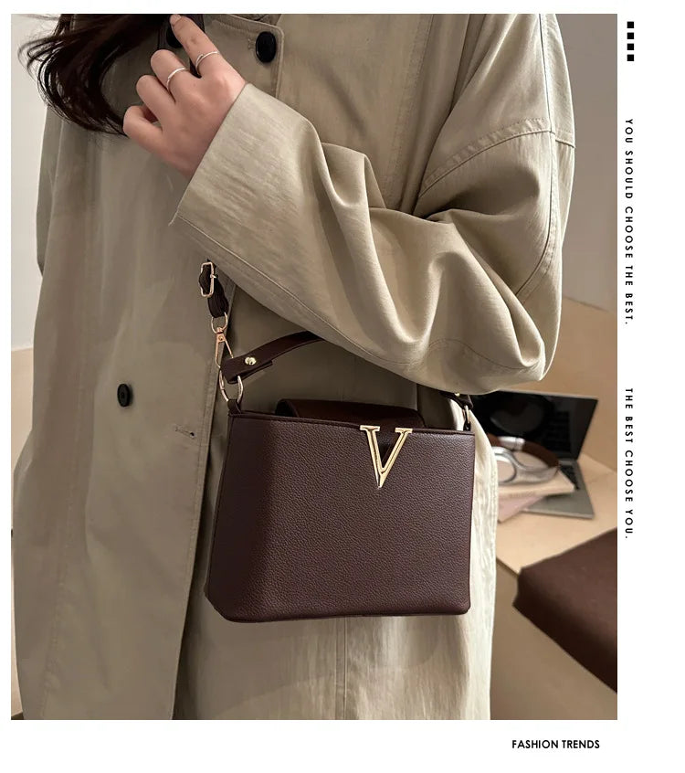 Minimalist Square Shoulder Bag - Women's PU Crossbody Handbag