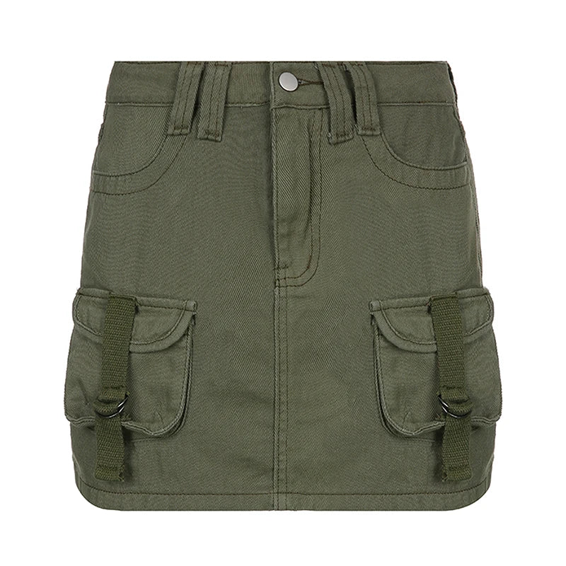 Low Waist Mini Cargo Skirt Gothic Y2k Cute Denim Jean Skirts Aesthetic Retro Bodycon Short Skirt Harajuku Vintage Streetwear