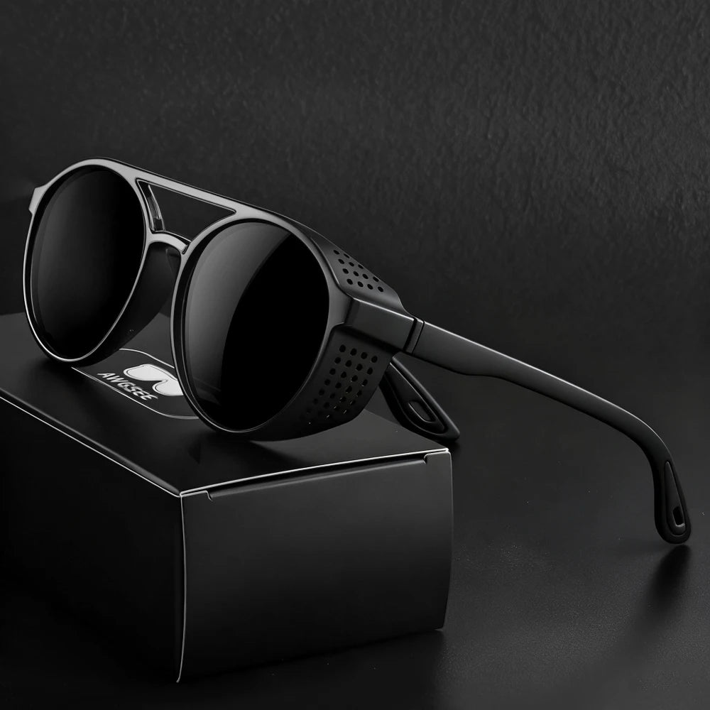 AWGSEE Steampunk Polarized Sunglasses - Vintage Round Sports Eyewear
