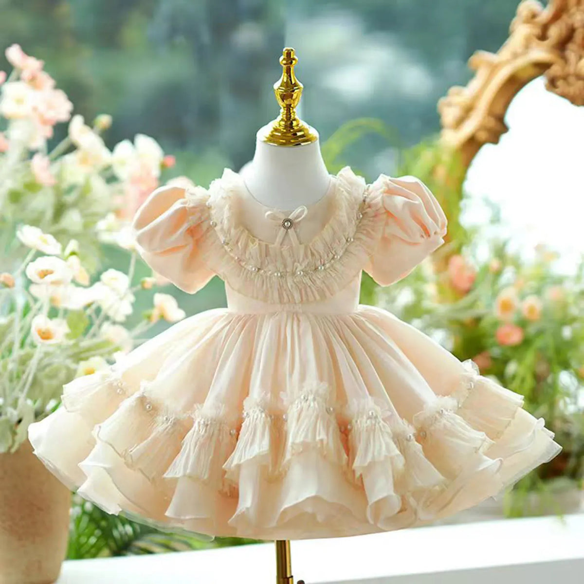 Dreamy Vow J073 Elegant White Dubai Girl Dress Pink Eid al-Fitr Baby Children Clothes for Wedding Birthday Holiday Party 2025