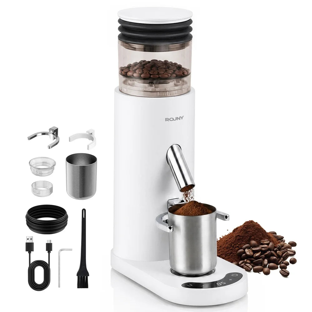 Portable Cordless Burr Coffee Grinder,60‑Speed Fine‑Coarse Adjustment,Rechargeable Coffee Mill for Camping, RV, Office & Kitchen