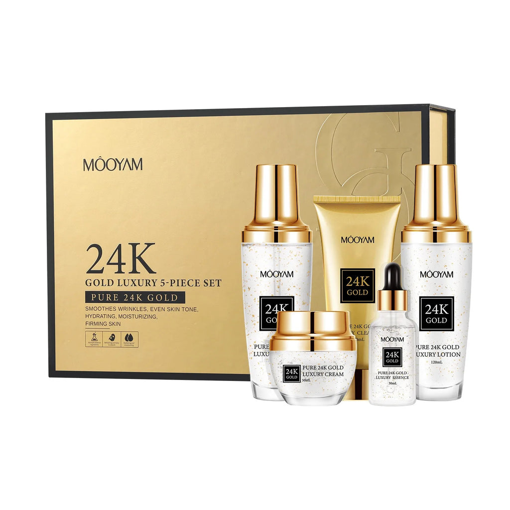 24K Gold LUXURY Moisturizin Anti-Wrinkle Set Reduces Fine Lines Repairs Skin Hydrates Brightens Anti-Aging Firming Skin care