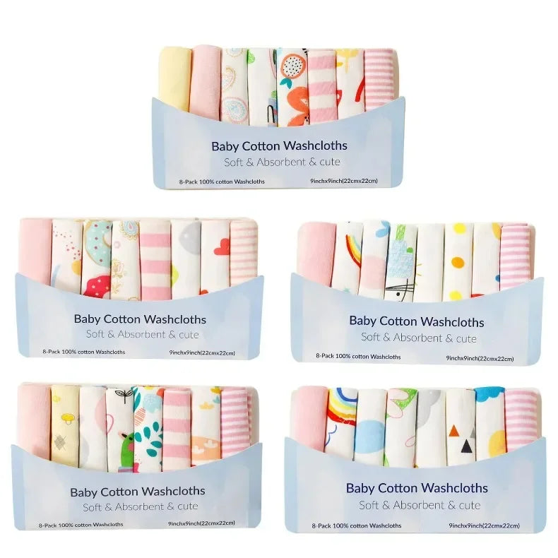 8Pcs Cotton Newborn Baby Towels Set Saliva Towel Nursing Towel Baby Boys Girls Bebe Toalha Washcloth Handkerchief Cloth Wipes