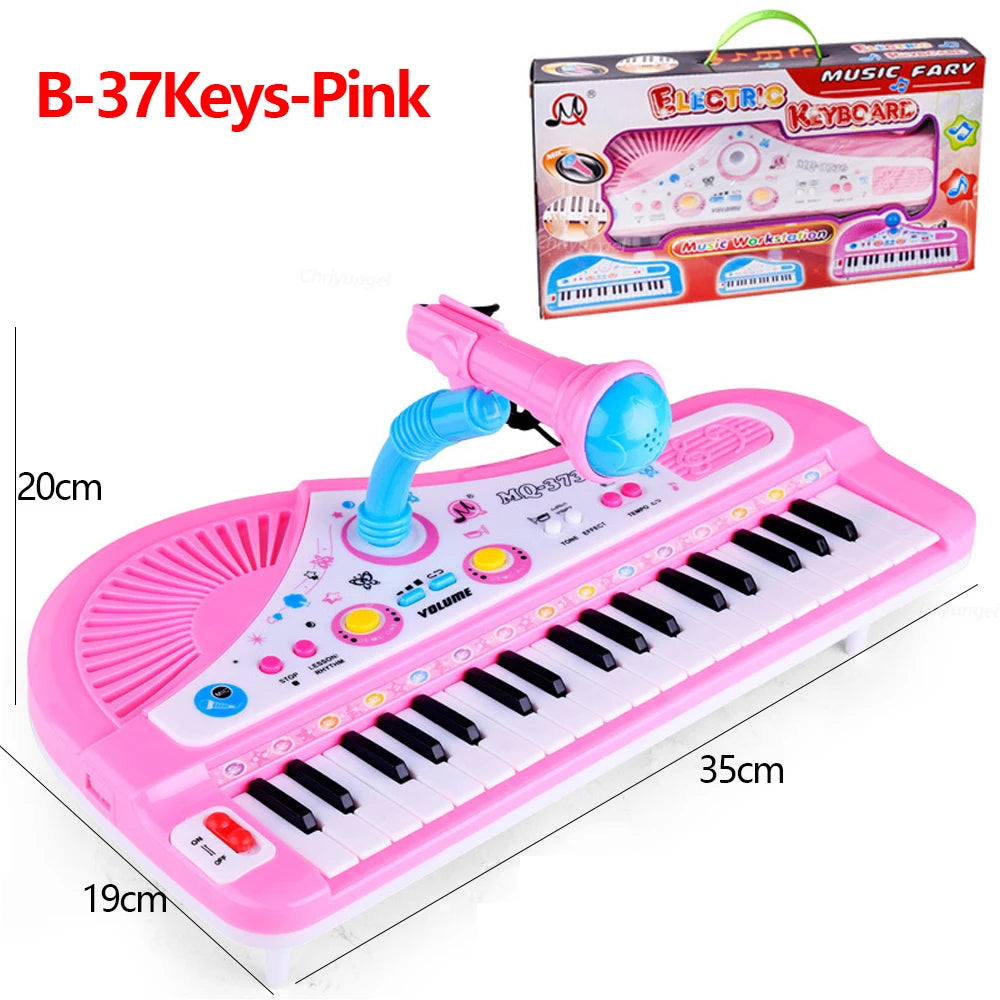 Chriyungel 37 Keys Kids Keyboard With Microphone Educational Toy For Children Ages 3 To 6