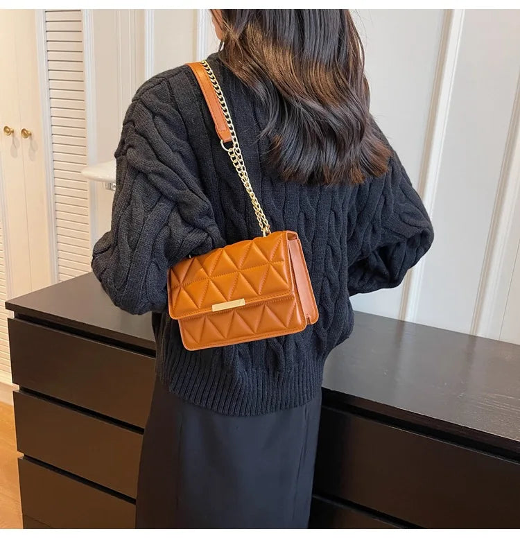 Women Quilted Chain Crossbody Bag Fashion Small Square Shoulder Purse Multi Color Casual Daily Handbag
