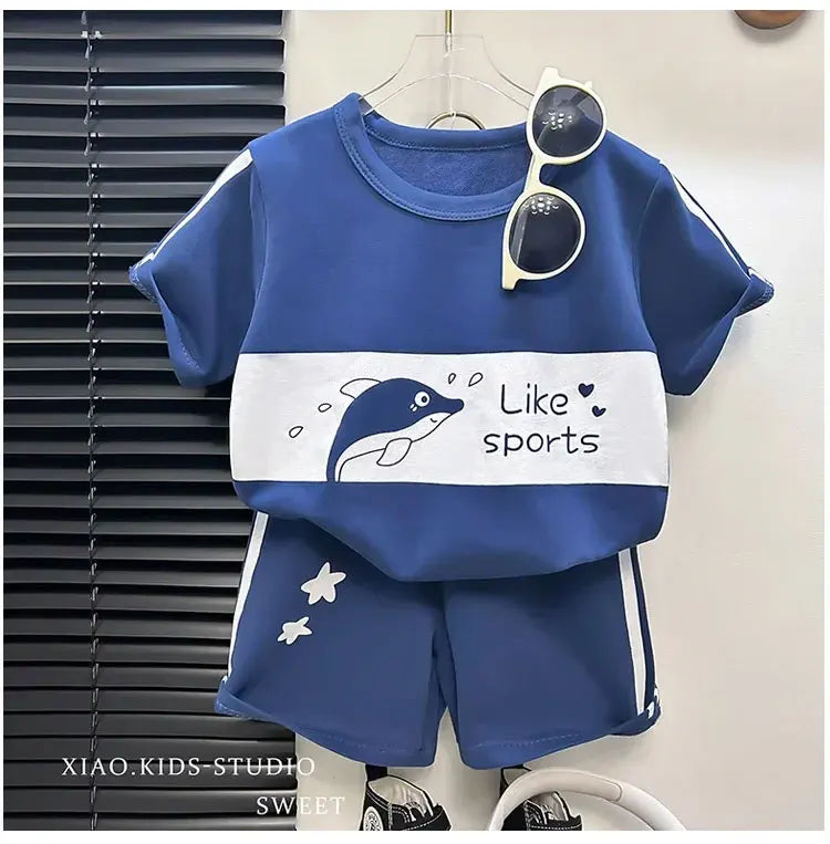 Children's Summer 2-Piece Cotton T-Shirt and Shorts Set - Unisex
