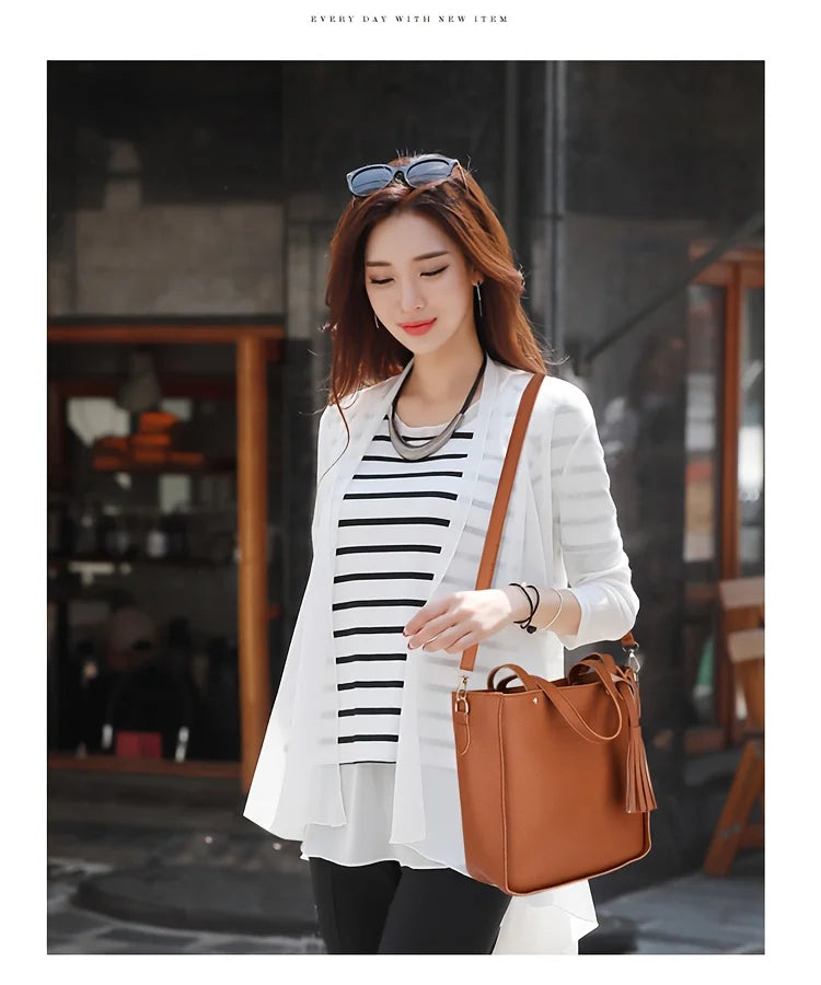 4pcs Elegant Minimalist Women'S Shoulder Bag, Handbag, Crossbody Bag, Women Storage Bag, Holiday Gift, Synthetic, Zipper Closure