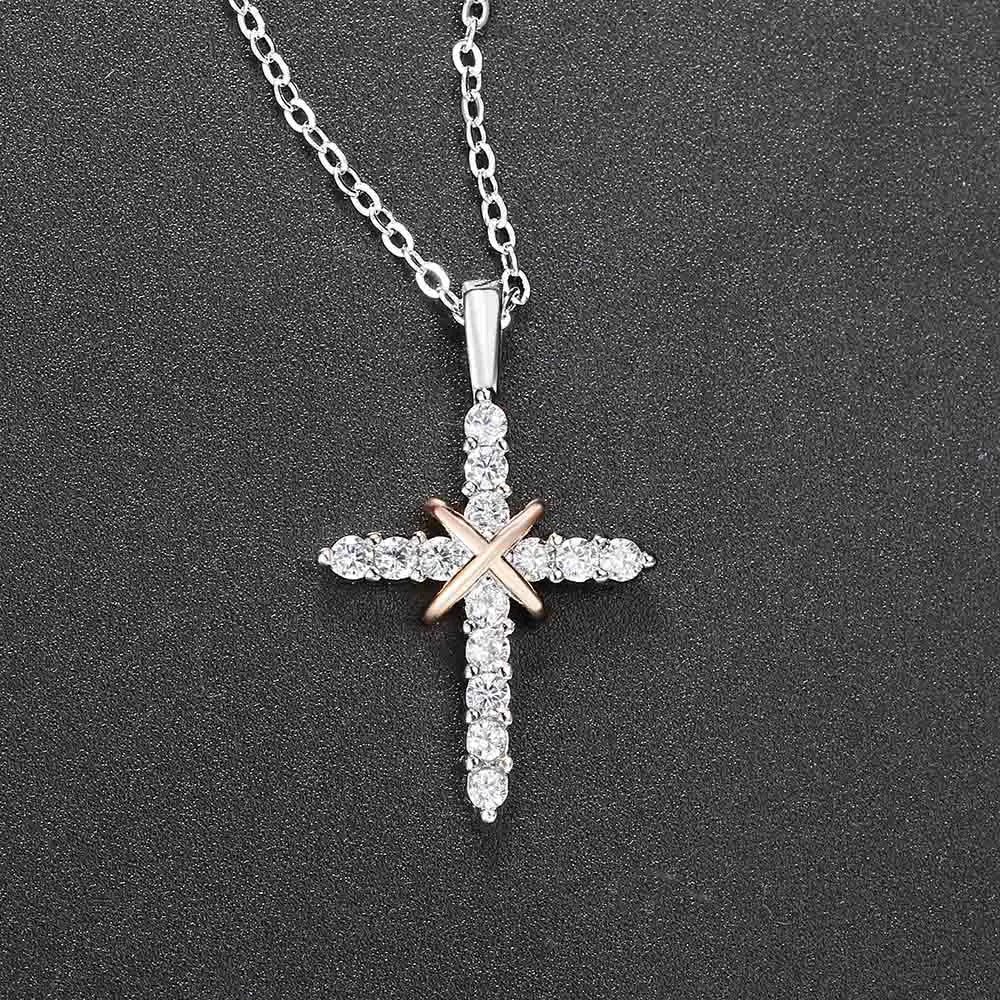Cross Pendant Necklace For Women'S Iced Out Crystal Silver Plated Chain Collar Choker Necklace Christmas Jewelry Fashion N456