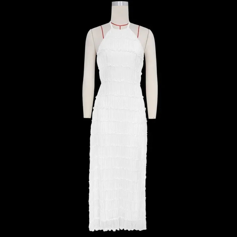 Tossy Spring Fashion Patchwork Long Dress For Women Lace-Up Backless High Waist Solid Holiday Beach Dress Ladies Maxi Dress 2025