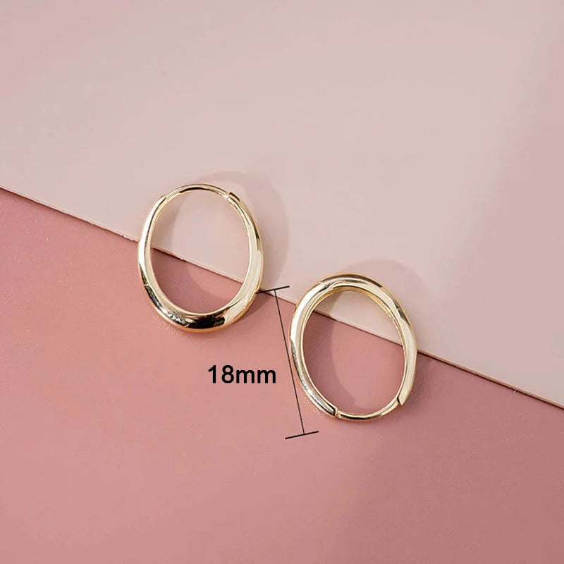 Huitan Versatile Gold Color Hoop Earrings Female Daily Jewelry Matel Style Design Accessories For Women'S
