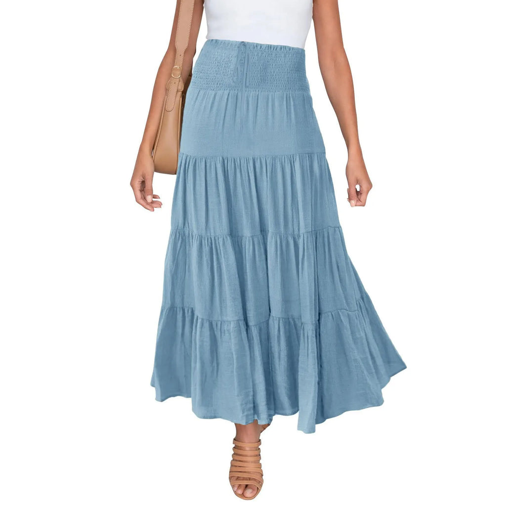 Boho High Waist Maxi Skirt – Flowy A-Line Beach & Casual Style