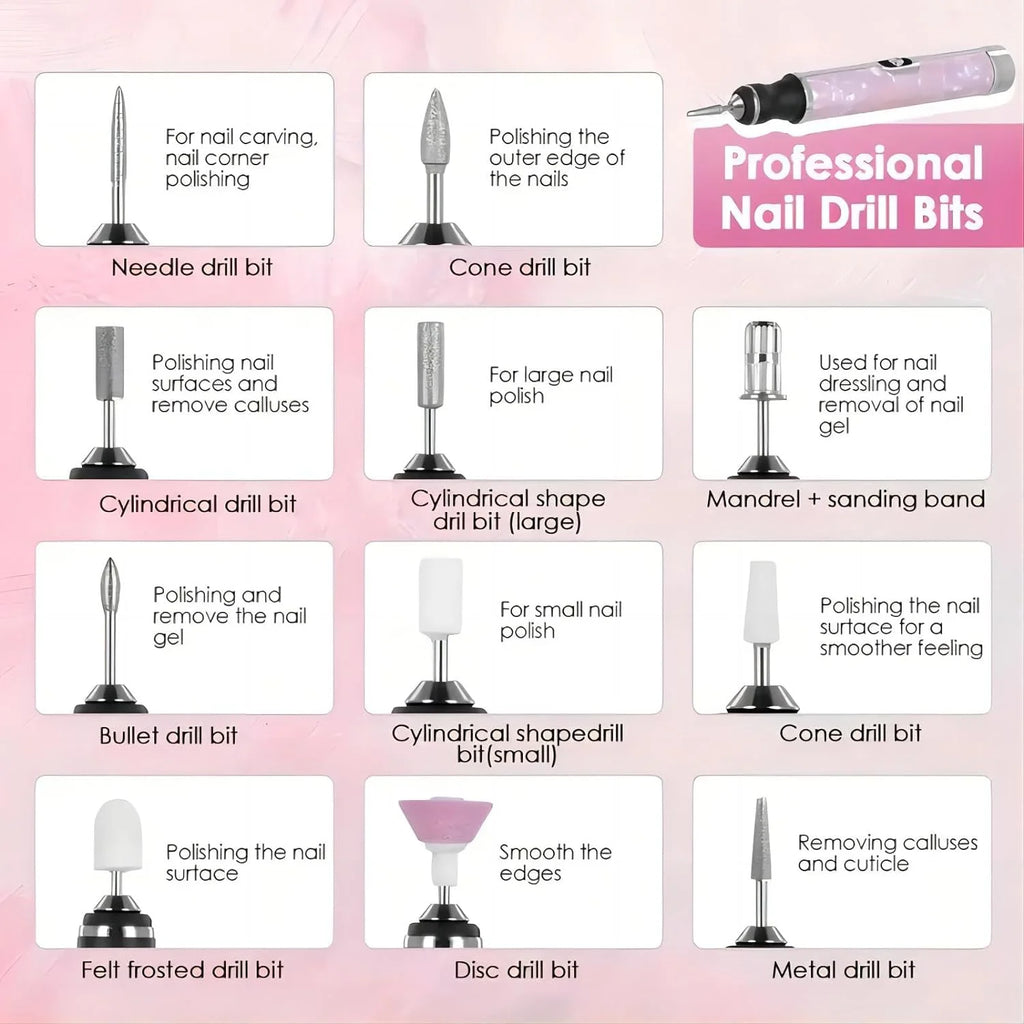 LINMANDA Rechargeable Electric Nail Grinder Nail Polishing Machine Portable Mini Electric Driil Pedicure Kit for Home Salon