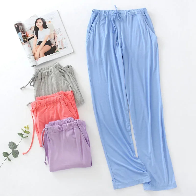 Cloud Cotton Story Women's Modal Pajama Pants - Loose Stretch Trousers