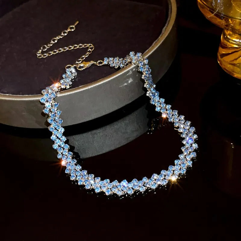 Luxury Shiny Full Rhinestone Choker Necklace For Women'S Personalized Geometric Crystal Necklaces Wedding Jewelry Gifts