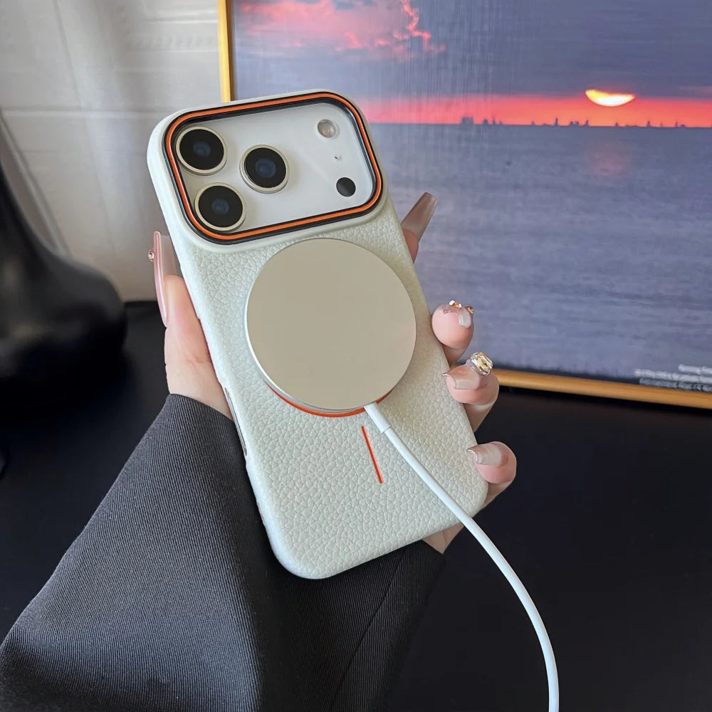 Lichee Pattern Magnetic 17promax Case for IPhone 17 Pro Max 16 14 15 Plus 13 12 17 Air Pro Max 11 for Magsafe Soft Cover