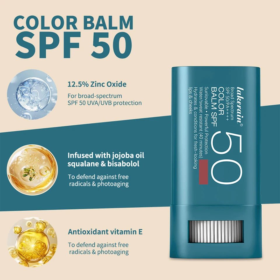 Sunscreen SPF 50 Blush Stick Long-Lasting Waterproof Tinted Blush for Glowing Cheeks Sun Protection & Natural Flush Face Makeup