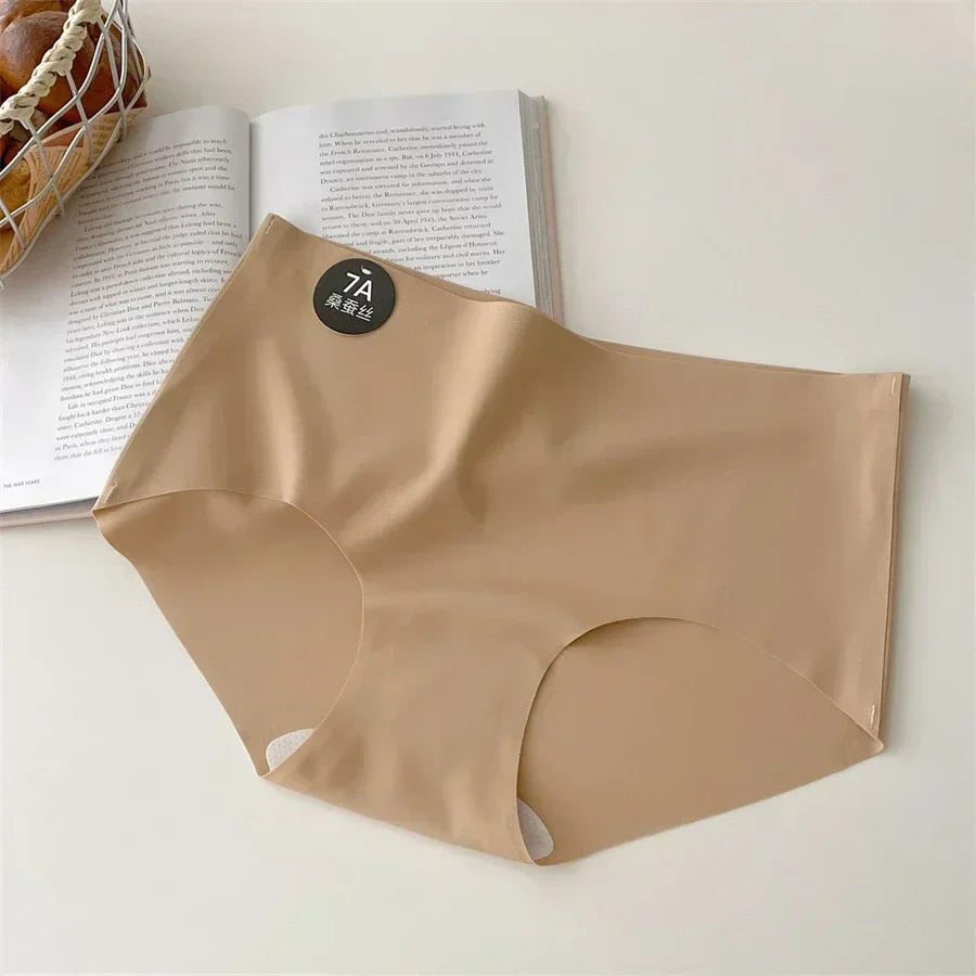 4PCS Seamless Mulberry Silk Underwear Ultral Thin Women's Panties Sexy High Elastic Invisible Briefs Soft Underpants Lingerie