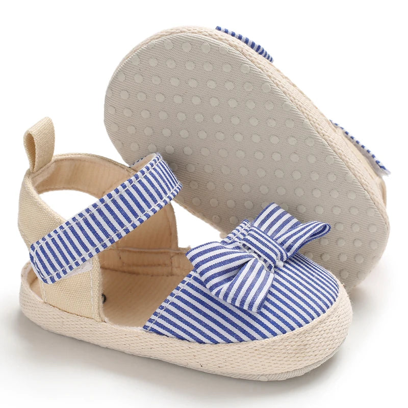 Summer Girl Baby Casual Sandals Soft Sole Comfortable Lightweight Walking Shoes Bow Canvas Baby Shoes