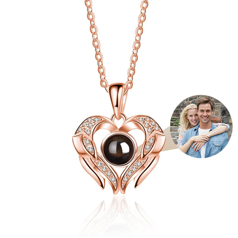 Custom Photo Projection Necklace With I Love You In 100 Languages Personalized Gift For Women