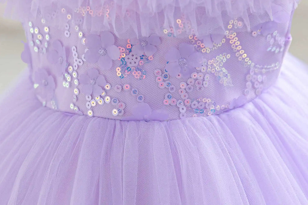HETISO Sequined Tulle Formal Dress for Girls Elegant Princess Performance Gown New Year Gift Occasion Children's Wear