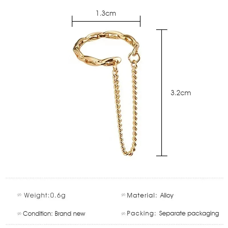 1Pc 2024 Fashion Minilist Fake Piercing Earcuff Earrings Chain Tassel Line For Woman No Piercing Ear Cuff Women'S Ear Jewelry