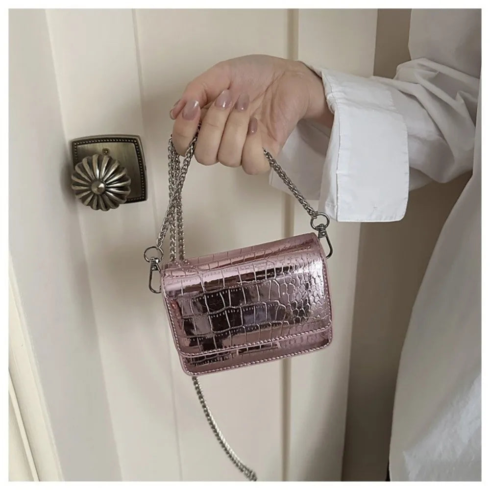 Fashionable Chain Strap Square Bag Solid Color PU Leather Crossbody Bag Tote Bag Women