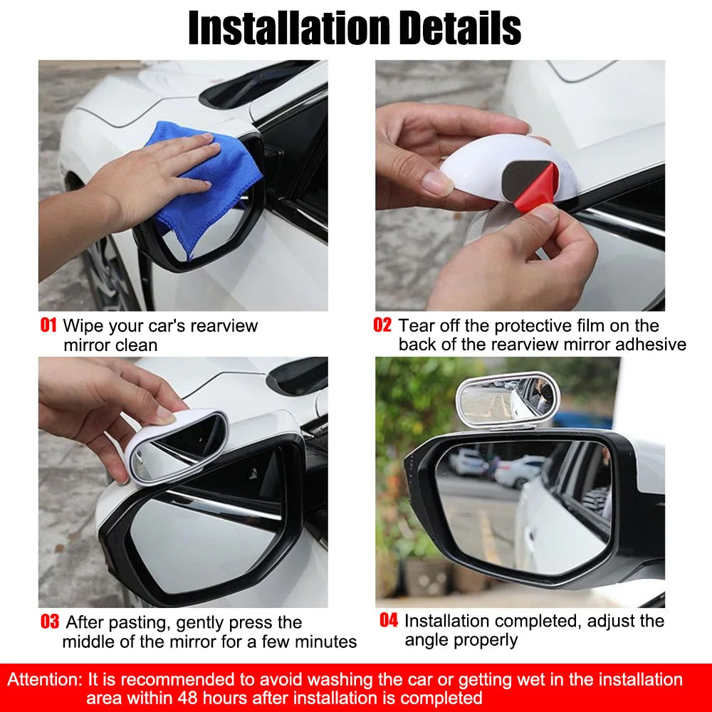 Universal Car Accessories Car Mirror Auxiliary Rear View Mirror Wide Angle Side Rear Mirrors Reverse Blind Spot 360° Adjustable