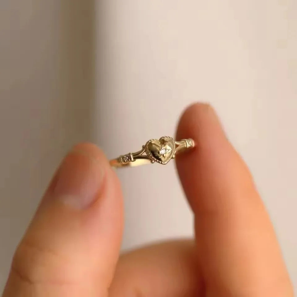 Hot Selling Gold Plated Stainless Steel Rings For Women Heart Ring Jewelry Accessories Wholesale Size 6-11