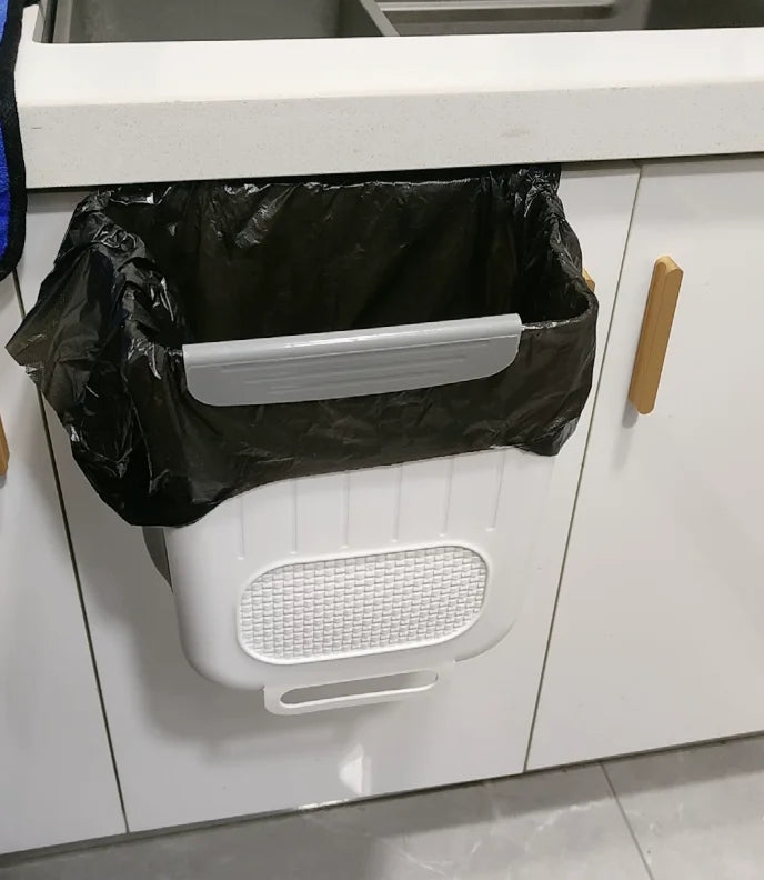 Cubo de basura plegable montado en la pared de la cocina, cubo de basura colgante para armario del hogar, cubo de basura colgante clasificado, accesorios de cocina