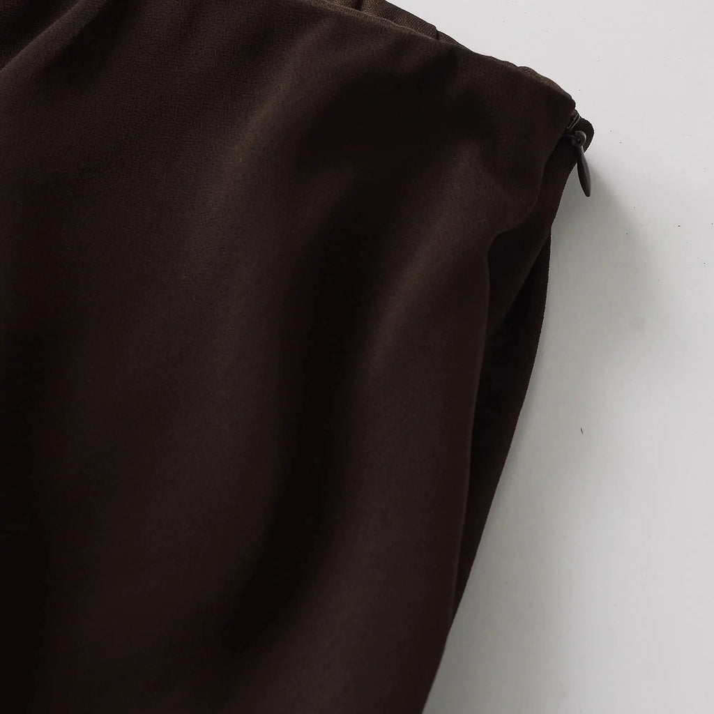 Vintage Tiered Brown Party Commute Modern High Street Long Skirt Elegant Streetwear Fashion 2026 Spring Female Skirt