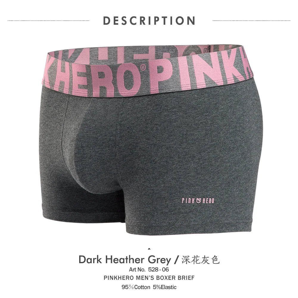 PINK HERO Men's Boxer Briefs - Comfortable Cotton Knit Underwear