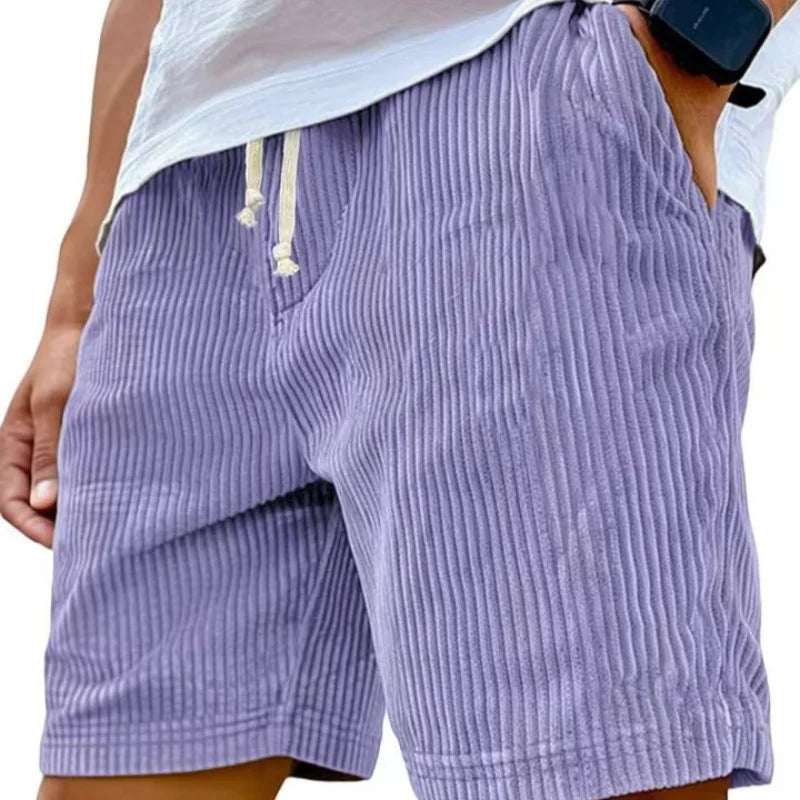 Men's Retro Corduroy Casual Shorts Men Fashion Solid Sweatpants Harajuku Corduroy Short Pants New Men Clothing Roupas