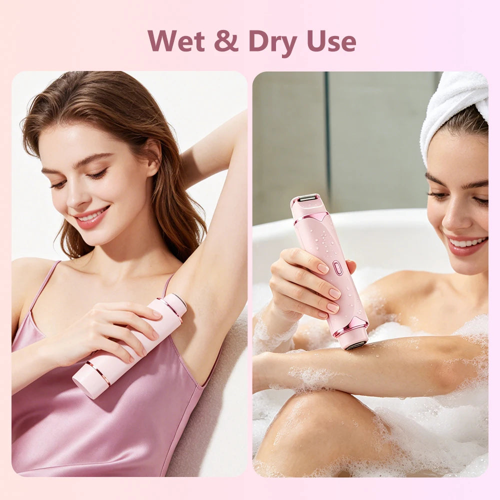 2 in 1 Double Head Electric Shaver for Women Waterproof Wet & Dry Hair Razors Bikini Hair Trimmer Detachable Head Shaver