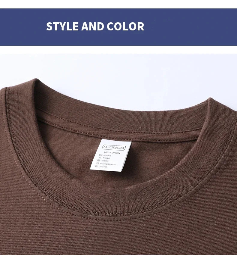 100% Pure Cotton Summer High-end Brand Men's Short Sleeve Round Neck Fashionable Style Half Sleeved Top Breathable T-shirt