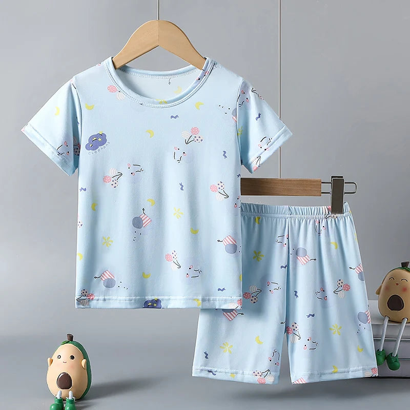 2/4-piece Summer And Autumn Children's Cute Cartoon Print Set For Boys And Girls Comfortable And Versatile Short Sleeved Shorts