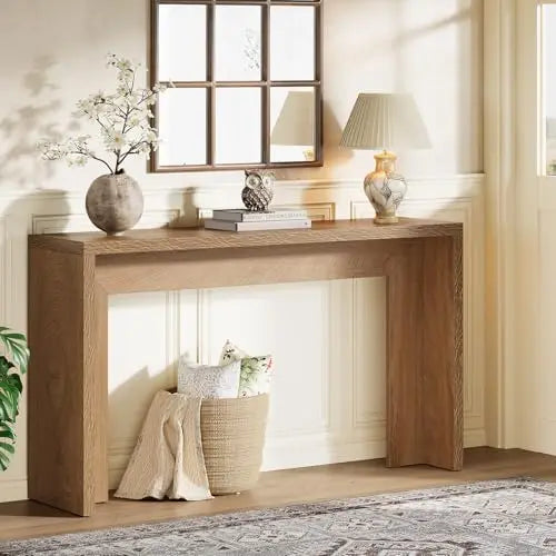 Farmhouse Console Table, 55-Inch Wooden Sofa Table with Storage for Entryway, Foyer, Hallway, Living Room, Easy